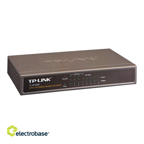 TP-LINK | Switch | TL-SF1008P | Unmanaged | Desktop | 10/100 Mbps (RJ-45) ports quantity 8 | PoE ports quantity 4 | Power supply type External | 36 month(s) image 5