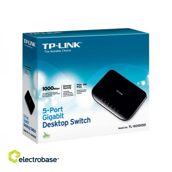 TP-LINK | Switch | TL-SG1005D | Unmanaged | Desktop | 1 Gbps (RJ-45) ports quantity 5 | Power supply type External | 36 month(s) фото 9