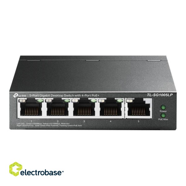 TP-LINK | Switch | TL-SG1005LP | Unmanaged | Desktop | PoE+ ports quantity 4 | Power supply type External image 3