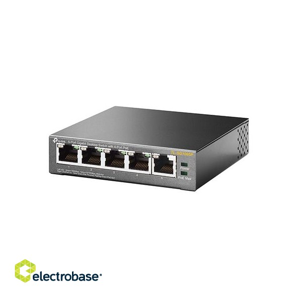 TP-LINK | Switch | TL-SG1005P | Unmanaged | Desktop | 1 Gbps (RJ-45) ports quantity 5 | PoE ports quantity 4 | Power supply type External | 36 month(s) image 6