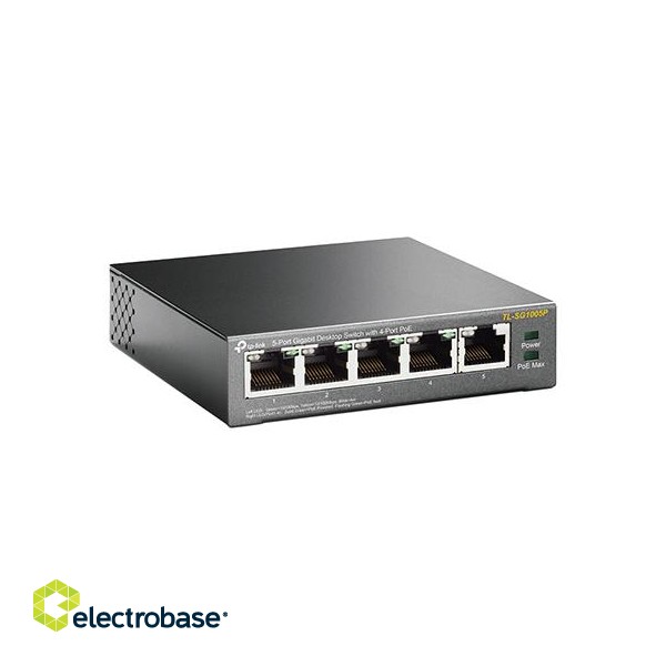 TP-LINK | Switch | TL-SG1005P | Unmanaged | Desktop | 1 Gbps (RJ-45) ports quantity 5 | PoE ports quantity 4 | Power supply type External | 36 month(s) image 8