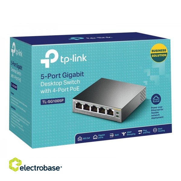 TP-LINK | Switch | TL-SG1005P | Unmanaged | Desktop | 1 Gbps (RJ-45) ports quantity 5 | PoE ports quantity 4 | Power supply type External | 36 month(s) image 10
