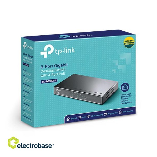 TP-LINK | Switch | TL-SG1008P | Unmanaged | Desktop | 1 Gbps (RJ-45) ports quantity 8 | PoE ports quantity 4 | Power supply type External | 36 month(s) image 2