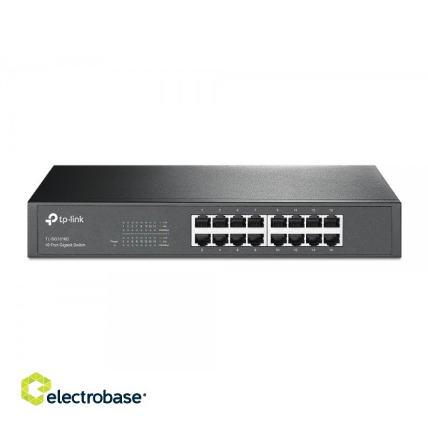 TP-LINK | Switch | TL-SG1016D | Unmanaged | Desktop/Rackmountable | Power supply type External фото 1