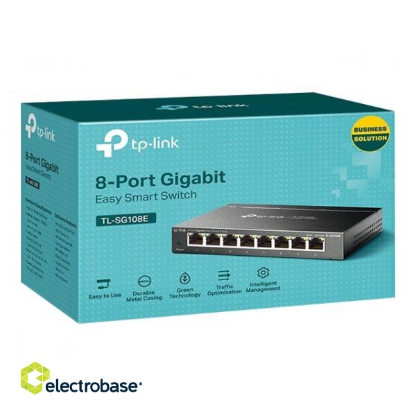 TP-LINK | Switch | TL-SG108E | Web managed | Wall mountable | 1 Gbps (RJ-45) ports quantity 8 | Power supply type External | 36 month(s) image 8