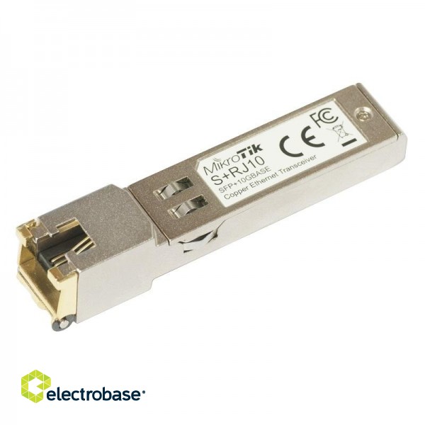 MikroTik | S+RJ10 | SFP+ | Copper | RJ-45 | 10/100/1000/10000 Mbit/s | Maximum transfer distance 200 m | COMPATIBLE ONLY WITH ACTIVE COOLING SWITCHES (DISCONNECTS WITH PASSIVE COOLING SWITCHES) | -20 to +60C фото 1