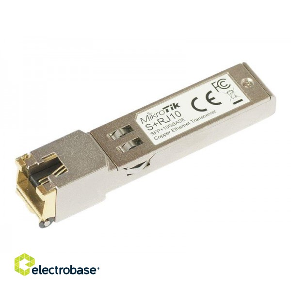 MikroTik | S+RJ10 | SFP+ | Copper | RJ-45 | 10/100/1000/10000 Mbit/s | Maximum transfer distance 200 m | COMPATIBLE ONLY WITH ACTIVE COOLING SWITCHES (DISCONNECTS WITH PASSIVE COOLING SWITCHES) | -20 to +60C image 2