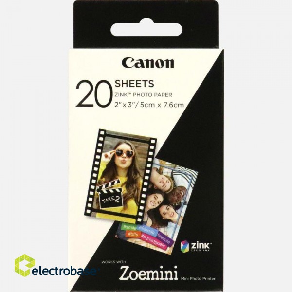 20 sheets | ZP-2030 | White | 5 x 7.6 cm | Photo Paper image 1