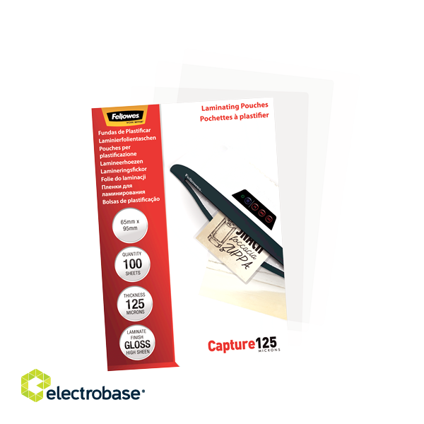 Fellowes | Laminating Pouch - 65x95mm | Glossy image 3