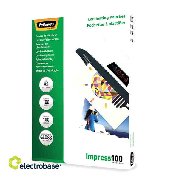 Fellowes | Laminating Pouch | A3 | Glossy | Thickness: 100 micron image 3