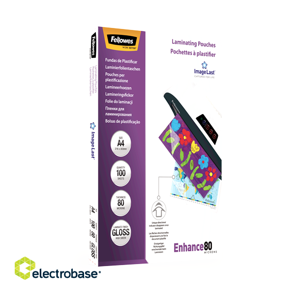 Fellowes | Laminating Pouch PREMIUM | A4 | Clear | Enhance 80 Micron thickness image 3