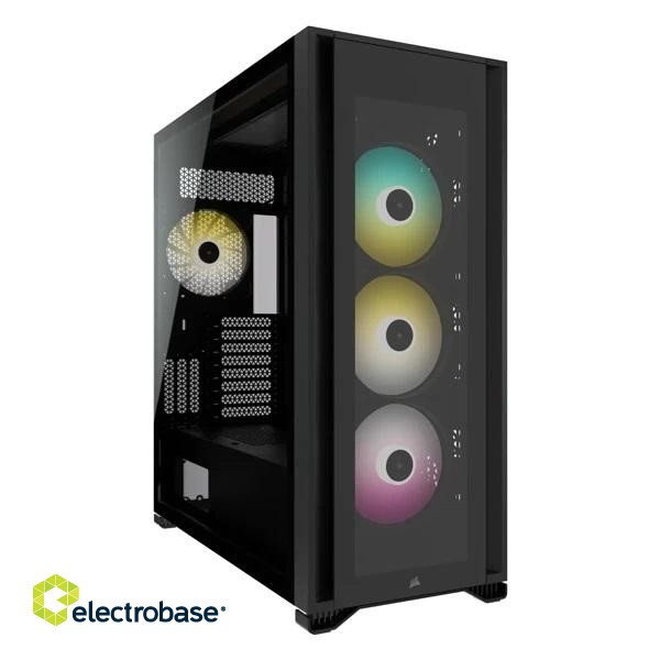 Corsair | Tempered Glass Full-Tower PC Case | iCUE 7000X RGB | Side window | Black | Full-Tower | Power supply included No | ATX image 1