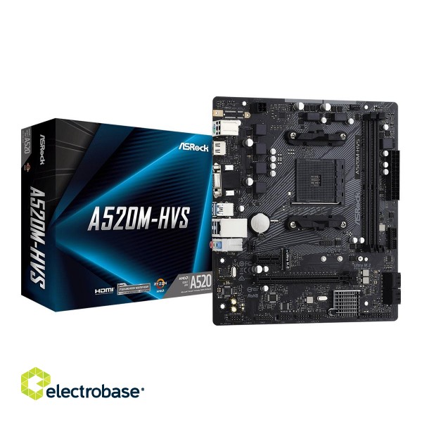 ASRock | A520M-HVS | Processor socket AM4 | DDR4 DIMM | Memory slots 2 | Supported hard disk drive interfaces SATA3 image 7