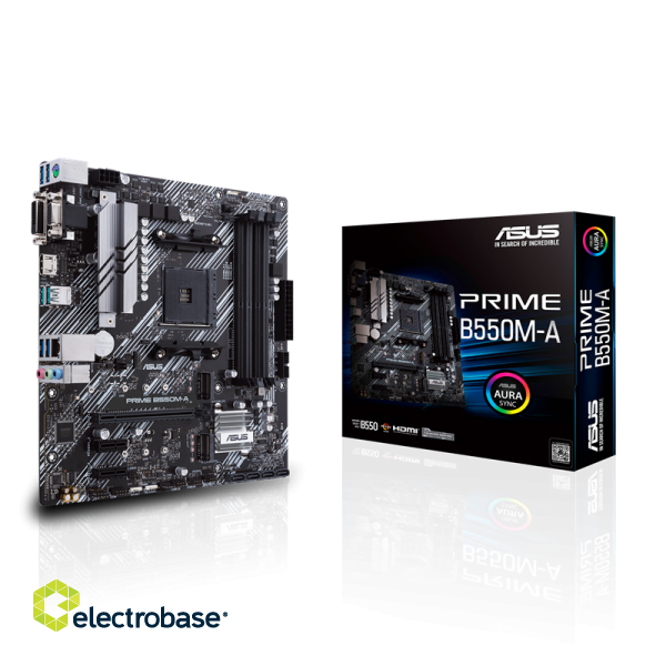 Asus | PRIME B550M-A | Processor family AMD | Processor socket AM4 | DDR4 | Memory slots 4 | Supported hard disk drive interfaces M.2 image 1
