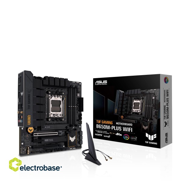 Asus | TUF GAMING B650M-PLUS WIFI | Processor family AMD | Processor socket AM5 | DDR5 DIMM | Memory slots 4 | Supported hard disk drive interfaces 	SATA image 10