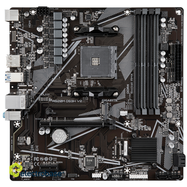 Gigabyte | A520M DS3H V2 | Processor family AMD | Processor socket AM4 | DDR4 DIMM | Memory slots 2 | Number of SATA connectors 4 | Chipset AMD A520 | Micro ATX фото 2