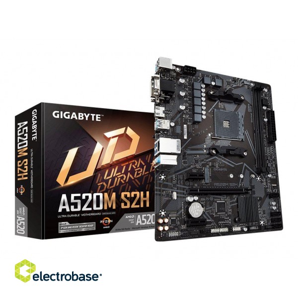 Gigabyte | A520M S2H 1.0 | Processor family AMD | Processor socket AM4 | DDR4 DIMM | Memory slots 2 | Chipset AMD A | Micro ATX image 8