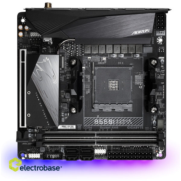 Gigabyte | B550I AORUS PRO AX 1.0 | Processor family AMD | Processor socket AM4 | DDR4 DIMM | Memory slots 2 | Chipset AMD B | Mini ITX фото 3