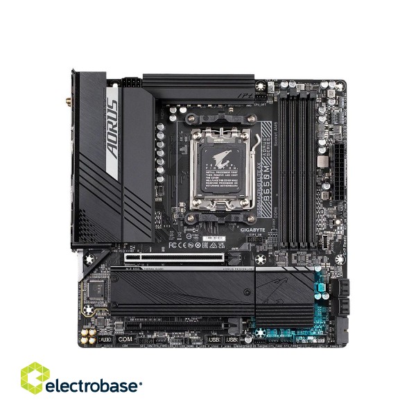 Gigabyte | B650M AORUS ELITE AX 1.0 M/B | Processor family AMD | Processor socket AM5 | DDR5 DIMM | Memory slots 4 | Supported hard disk drive interfaces 	SATA image 1