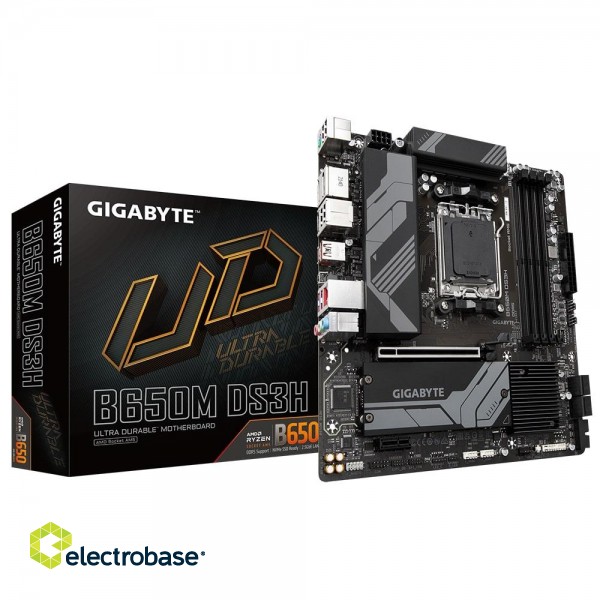 Gigabyte | B650M DS3H 1.0 M/B | Processor family AMD | Processor socket AM5 | DDR5 DIMM | Memory slots 4 | Supported hard disk drive interfaces 	SATA image 2