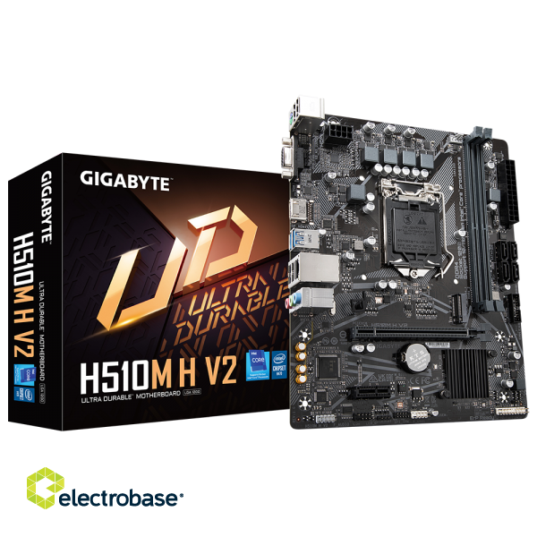 Gigabyte | H510M H V2 1.0 M/B | Processor family Intel | Processor socket  LGA1200 | DDR4 DIMM | Memory slots 2 | Supported hard disk drive interfaces SATA image 1