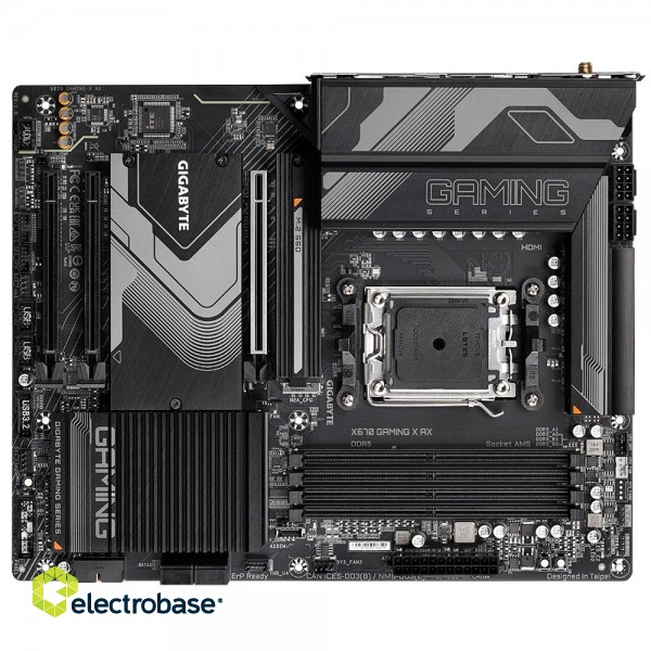 Gigabyte | X670 GAMING X AX 1.0 M/B | Processor family AMD | Processor socket AM5 | DDR5 DIMM | Memory slots 4 | Supported hard disk drive interfaces 	SATA image 6