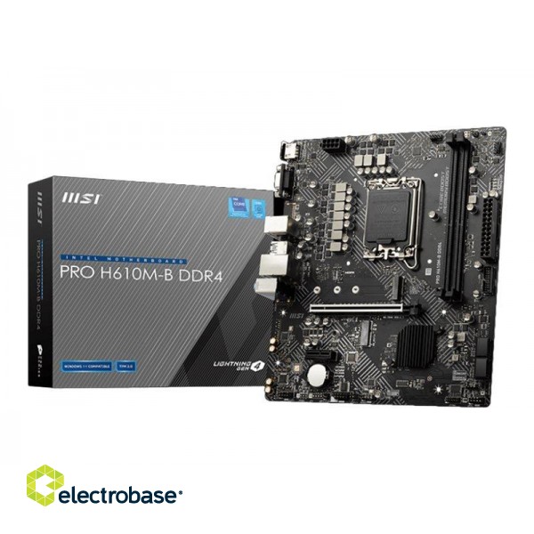 MSI | PRO H610M-G DDR4 | Processor family Intel | Processor socket  LGA1700 | DDR4 DIMM | Memory slots 2 | Supported hard disk drive interfaces 	SATA фото 4