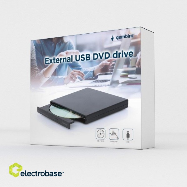 Gembird | External USB DVD drive | DVD-USB-04 | Interface USB 2.0 | DVD | CD read speed 24 x | CD write speed 24 x paveikslėlis 4
