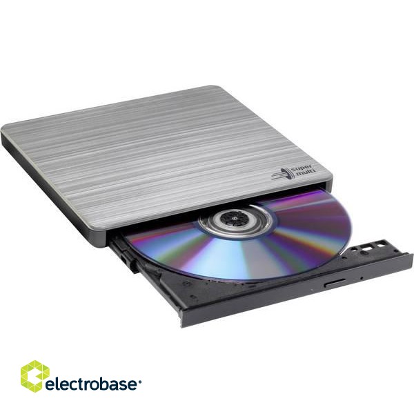 H.L Data Storage | Ultra Slim Portable DVD-Writer | GP60NS60 | Interface USB 2.0 | DVD±R/RW | CD read speed 24 x | CD write speed 24 x | Silver | Desktop/Notebook image 2