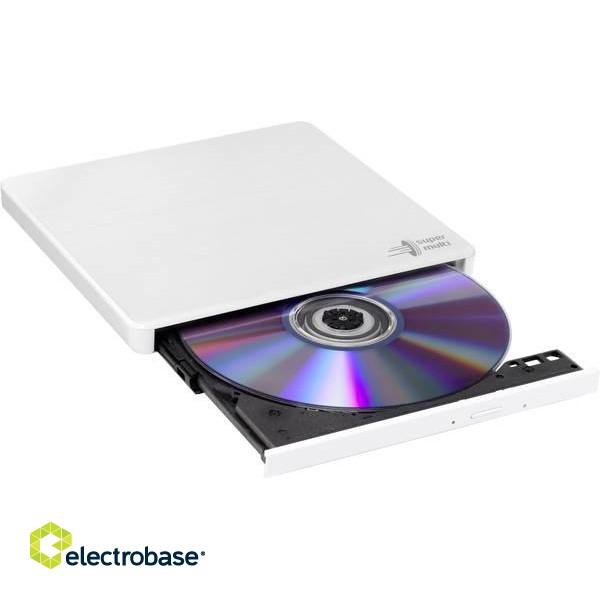 H.L Data Storage | Ultra Slim Portable DVD-Writer | GP60NW60 | Interface USB 2.0 | DVD±R/RW | CD read speed 24 x | CD write speed 24 x | White | Desktop/Notebook image 2