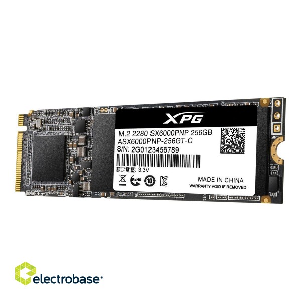 ADATA | XPG SX6000 Pro PCIe Gen3x4 | 256 GB | SSD interface M.2 NVME | Read speed 2100 MB/s | Write speed 1200 MB/s paveikslėlis 2
