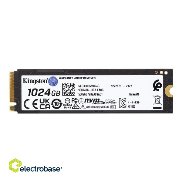 Kingston | SSD | KC3000 | 1024 GB | SSD form factor M.2 2280 | SSD interface PCIe 4.0 NVMe M.2 | Read speed 7000 MB/s | Write speed 6000 MB/s image 3
