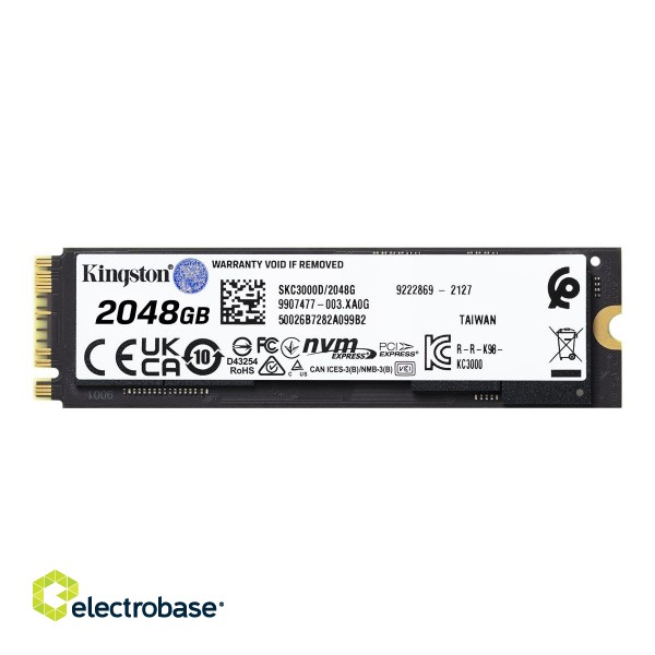 Kingston | SSD | KC3000 | 2048 GB | SSD form factor M.2 2280 | SSD interface PCIe 4.0 NVMe M.2 | Read speed 7000 MB/s | Write speed 7000 MB/s image 3