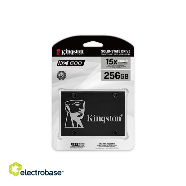 Kingston | KC600 | 256 GB | SSD form factor 2.5" | SSD interface SATA | Read speed 550 MB/s | Write speed 500 MB/s image 4