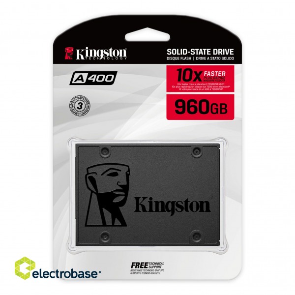 Kingston | SSD | A400 | 960 GB | SSD form factor 2.5" | SSD interface SATA Rev 3.0 | Read speed 500 MB/s | Write speed 450 MB/s image 3