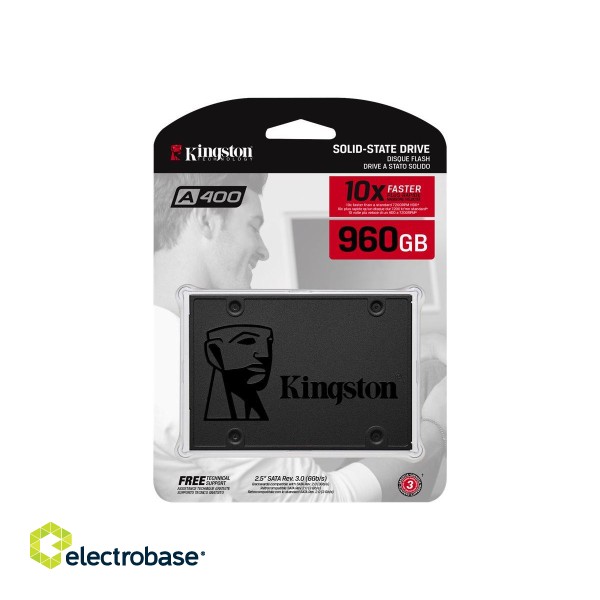 Kingston | SSD | A400 | 960 GB | SSD form factor 2.5" | SSD interface SATA Rev 3.0 | Read speed 500 MB/s | Write speed 450 MB/s image 6