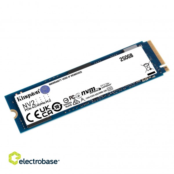 Kingston | SSD | NV2 | 250 GB | SSD form factor M.2 2280 | SSD interface PCIe 4.0 x4 NVMe | Read speed 3000 MB/s | Write speed 1300 MB/s image 3