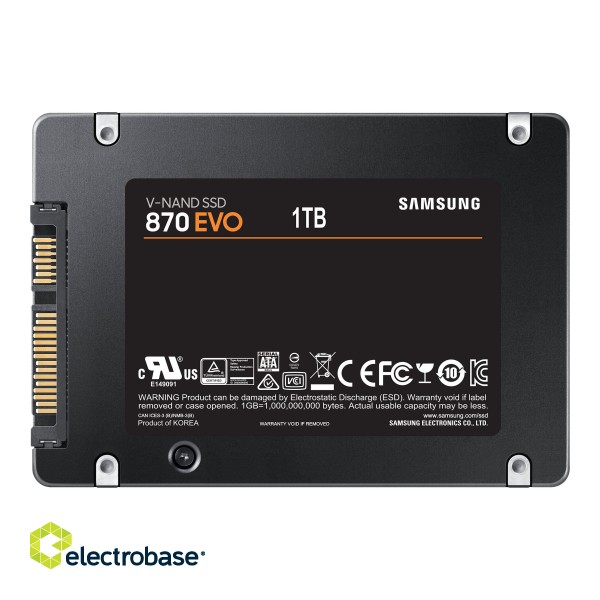 Samsung | SSD | 870 EVO | 1000 GB | SSD form factor 2.5" | SSD interface SATA III | Read speed 560 MB/s | Write speed 530 MB/s image 6