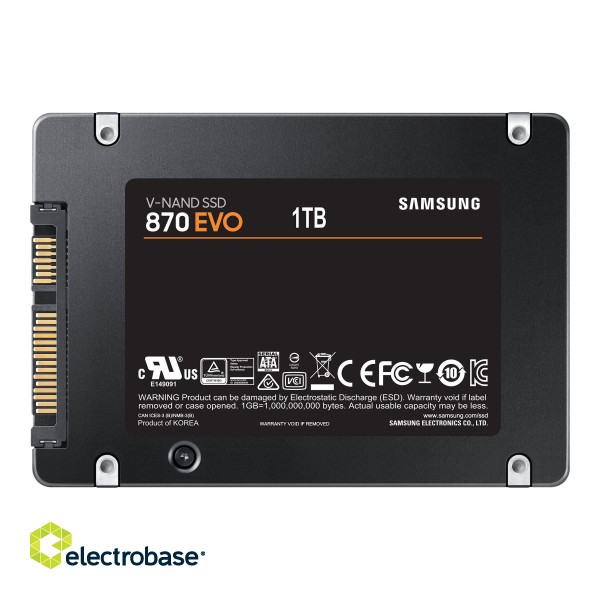 Samsung | SSD | 870 EVO | 1000 GB | SSD form factor 2.5" | SSD interface SATA III | Read speed 560 MB/s | Write speed 530 MB/s фото 6