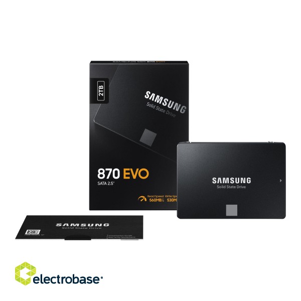 Samsung | SSD | 870 EVO | 2000 GB | SSD form factor 2.5" | SSD interface SATA III | Read speed 560 MB/s | Write speed 530 MB/s фото 9
