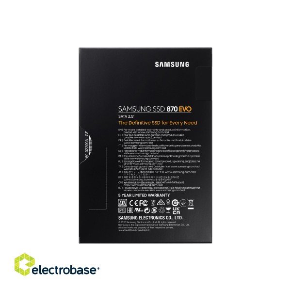 Samsung | SSD | 870 EVO | 2000 GB | SSD form factor 2.5" | SSD interface SATA III | Read speed 560 MB/s | Write speed 530 MB/s фото 10