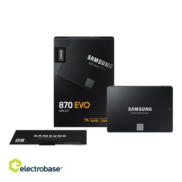 Samsung | SSD | 870 EVO | 250 GB | SSD form factor 2.5" | SSD interface SATA III | Read speed 560 MB/s | Write speed 530 MB/s image 4
