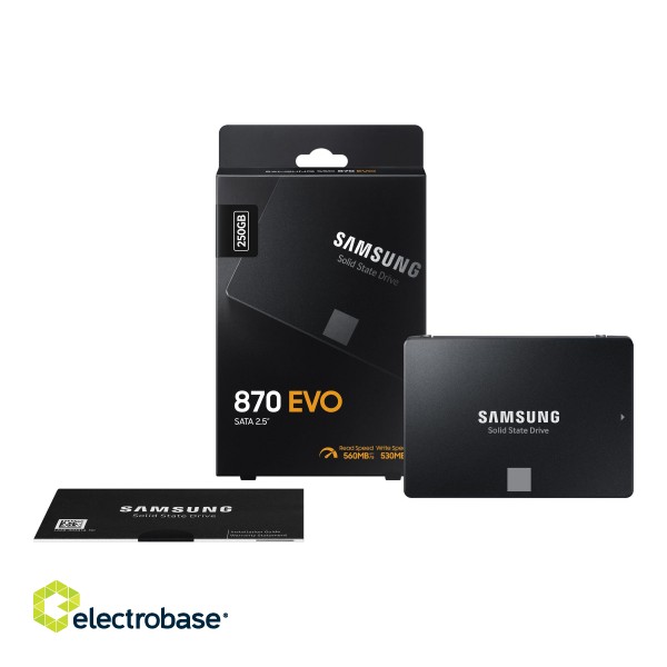 Samsung | SSD | 870 EVO | 250 GB | SSD form factor 2.5" | SSD interface SATA III | Read speed 560 MB/s | Write speed 530 MB/s image 5