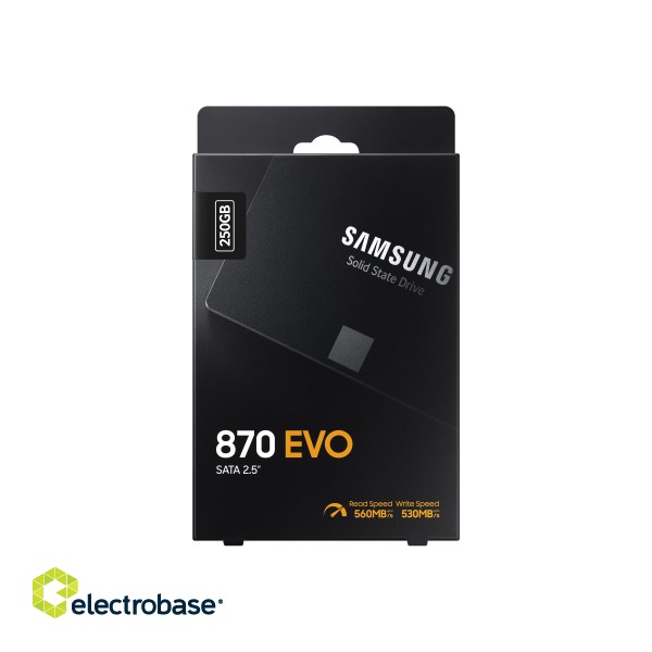 Samsung | SSD | 870 EVO | 250 GB | SSD form factor 2.5" | SSD interface SATA III | Read speed 560 MB/s | Write speed 530 MB/s image 9