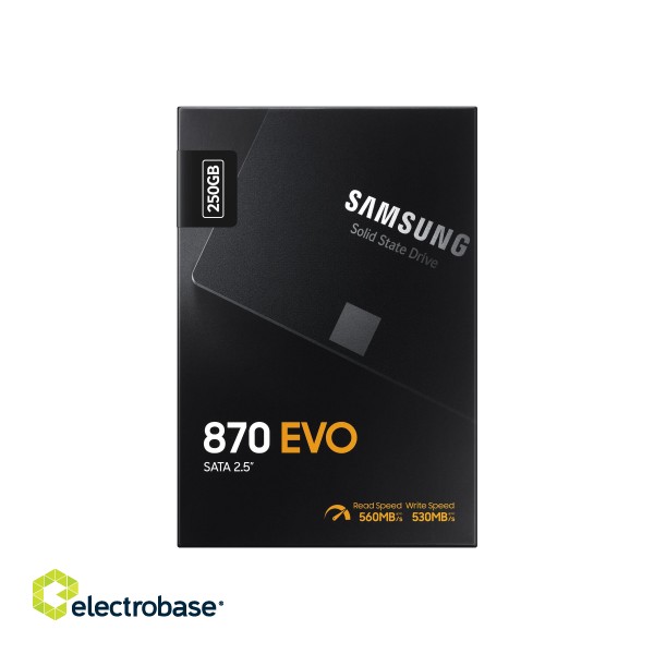 Samsung | SSD | 870 EVO | 250 GB | SSD form factor 2.5" | SSD interface SATA III | Read speed 560 MB/s | Write speed 530 MB/s image 10