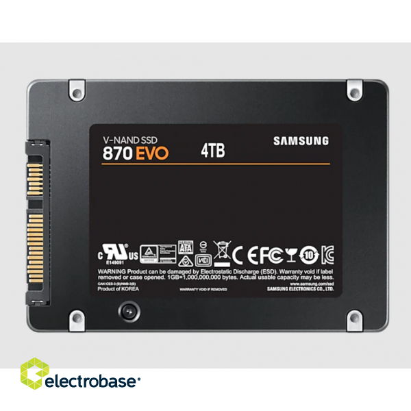 Samsung | SSD | 870 EVO | 4000 GB | SSD form factor 2.5" | SSD interface SATA III | Read speed 560 MB/s | Write speed 530 MB/s фото 3