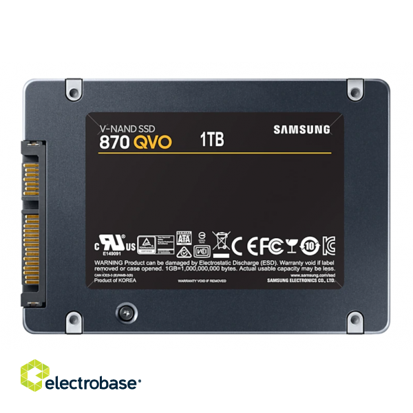 Samsung | SSD | 870 QVO | 1000 GB | SSD form factor 2.5" | SSD interface SATA III | Read speed 560 MB/s | Write speed 530 MB/s фото 10