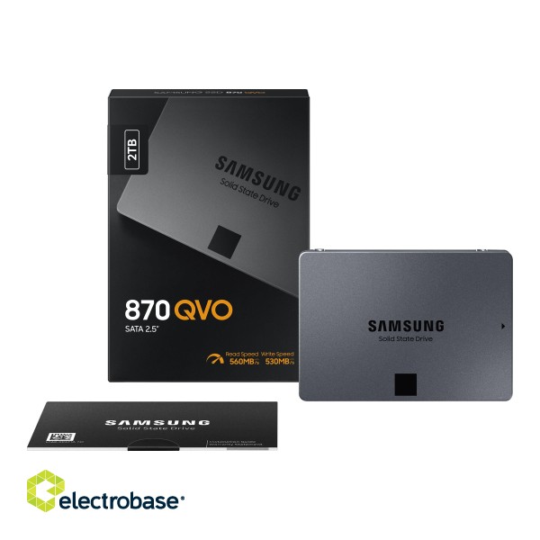 Samsung | SSD | 870 QVO | 2000 GB | SSD form factor 2.5" | SSD interface SATA III | Read speed 560 MB/s | Write speed 530 MB/s фото 7