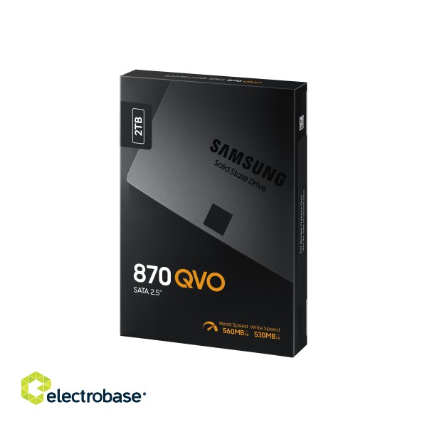Samsung | SSD | 870 QVO | 2000 GB | SSD form factor 2.5" | SSD interface SATA III | Read speed 560 MB/s | Write speed 530 MB/s paveikslėlis 10