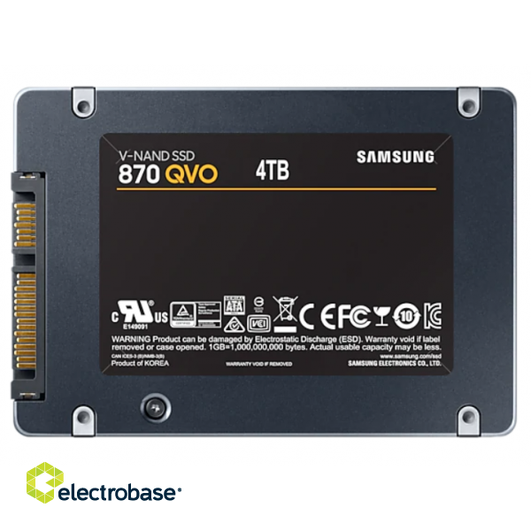 Samsung | SSD | 870 QVO | 4000 GB | SSD form factor 2.5" | SSD interface SATA III | Read speed 560 MB/s | Write speed 530 MB/s фото 9
